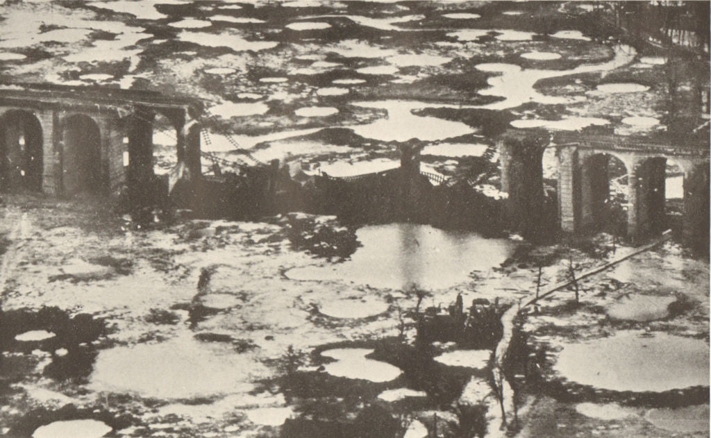 Bielefeld railway viaduct bombed by RAF 14 March 1945. World War 2 1954 print